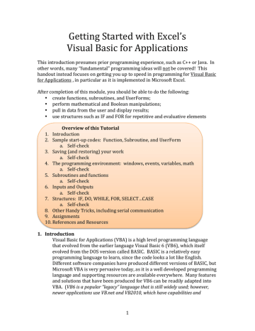 visual basic for applications fundamentals